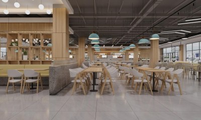 现代学校食堂3D模型下载